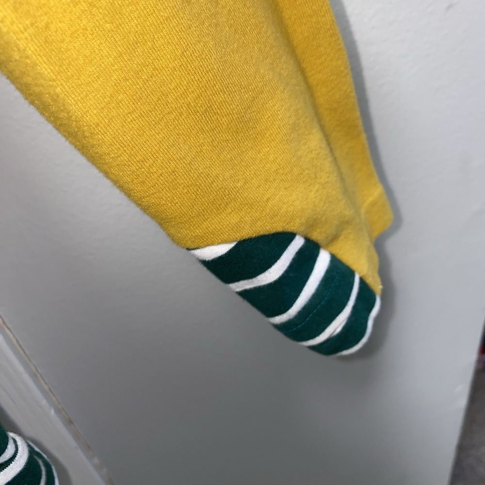 Women's & Colorblock Striped Double Hoodie Sweatshirt Green And Mustard Small - Picture 7 of 11